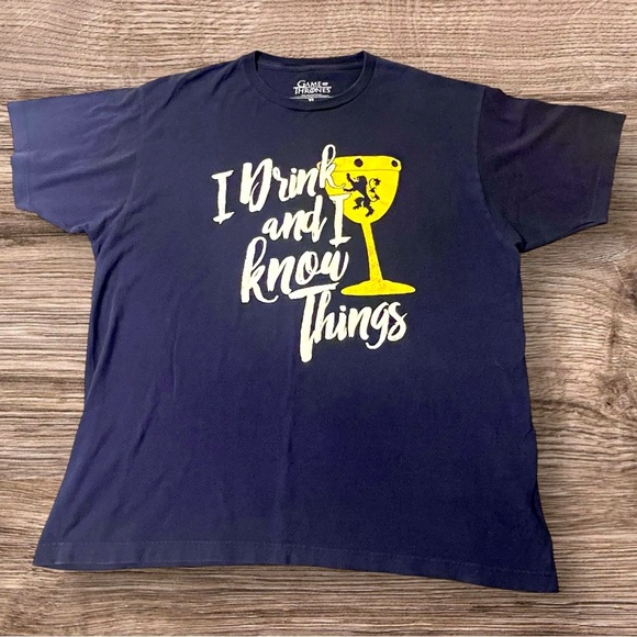 Game of Thrones I Drink and I Know Things Black T-Shirt with Gold Graphic XL - Picture 1 of 4